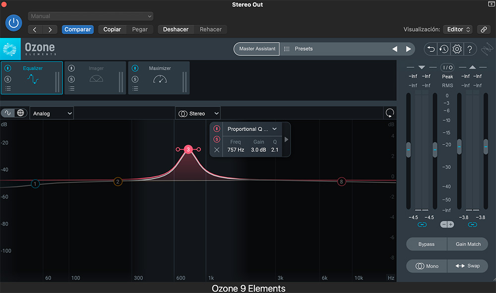 Exemplo de interface de audio